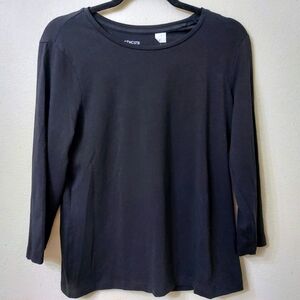 Chico's True Color Tees Black 3/4 Sleeves Size 8